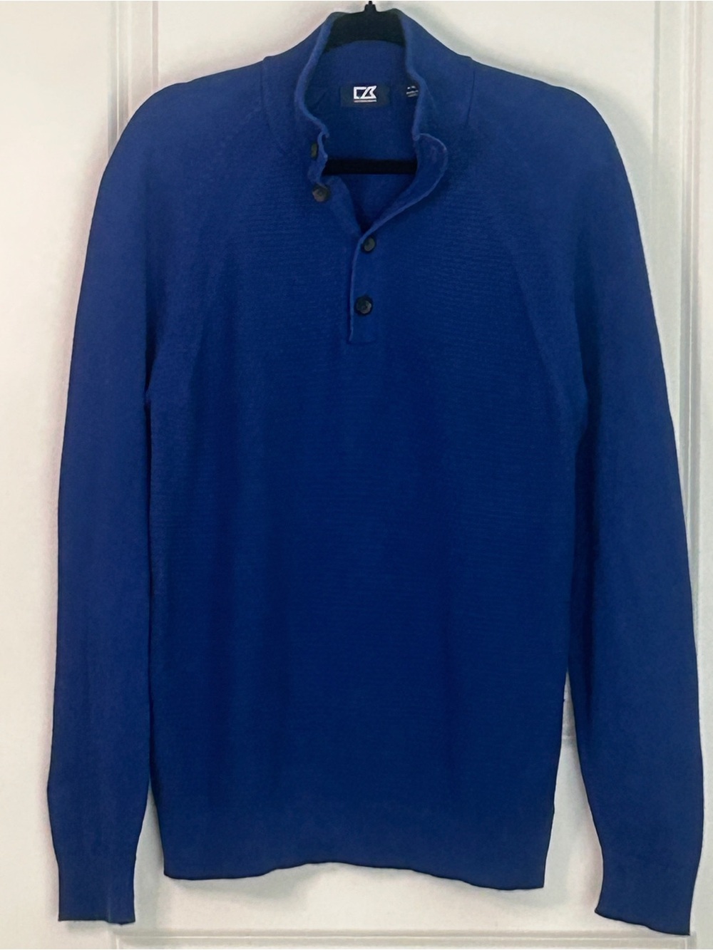 Cutter & Buck Sweater Men's L Royal Blue 100% Cotton Golf Classic Fall Essential